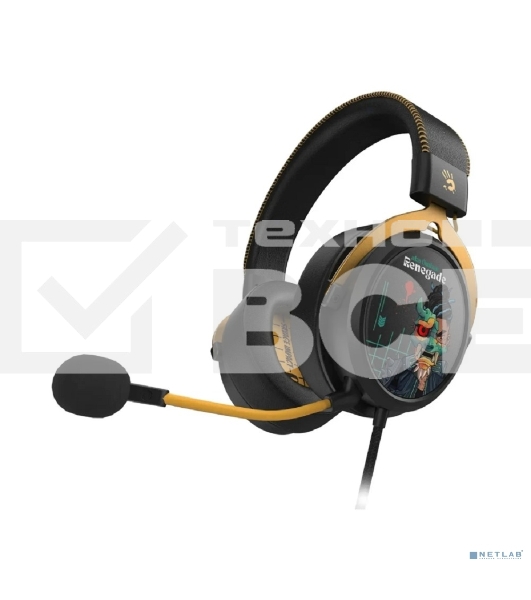 Наушники с микрофоном A4Tech Bloody M595 Renegade черный/рисунок 2.3м мониторные USB оголовье (M595)