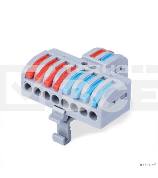 Клемма соединительная универсальная проходная Cabeus MX2-8D 2-8 полюса с рычагом на DIN-рейку 0,08-2,5/4,0 (1шт)