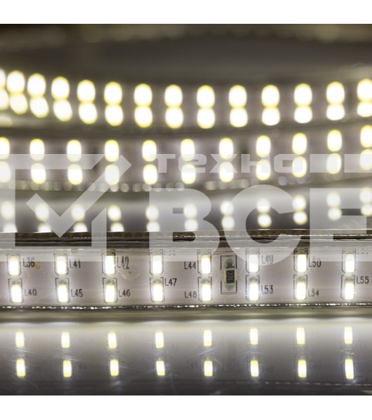 Лента LED 220 В, 6.5x15 мм, IP67, SMD 3014, 240 LED/m, цвет свечения теплый белый, 100 м