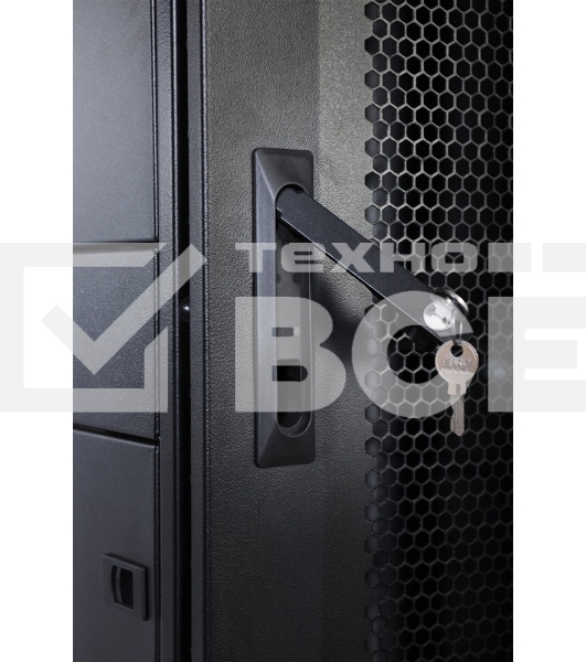 Шкаф серверный ПРОФ напольный 42U (800x1000) дверь перфор., задние двойные перфор., черный, в сборе