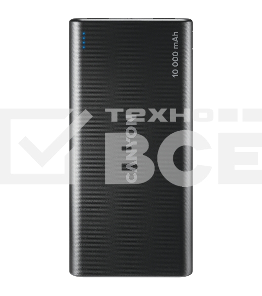 Портативный аккумулятор CANYON PB-108 Power bank 10000mAh Li-poly battery, Input 5V/2A, Output 5V/2.1A(Max), 140*68*16mm, 0.230Kg, Black