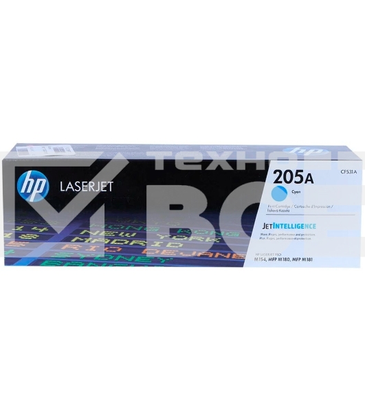 Картридж лазерный HP CF531A (HP 205A) голубой для HP LaserJet M180/M181 900 страниц.