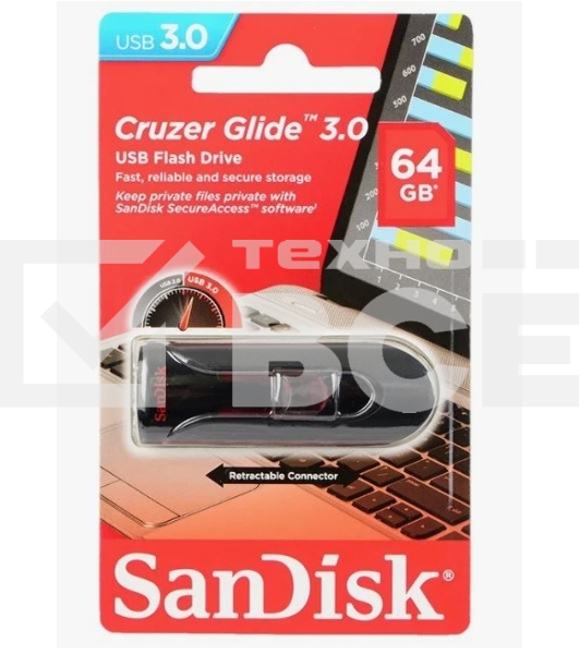 Флеш диск Sandisk 64Gb Cruzer Glide SDCZ600-064G-G35 USB3.0 черный