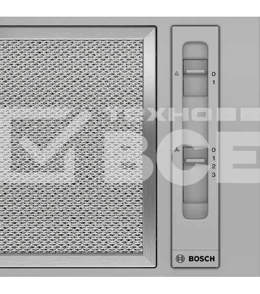 Встраивамая вытяжка Bosch DLN52AA70, производительность до 302 м3/ч., 2 мотора, 3 ступен и + интенсивный режим, LED-освещение (2 х 2,15 Вт), ползунковый переключатель