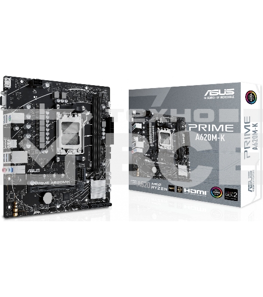 Материнская плата ASUS PRIME A620M-K, AM5, AMD A620, 2xDDR5, 4xSATA, 1xM.2, 1xPCI-E 4.0 x16, 1xPCI-E x1, 1xHDMI, 1xVGA, 1x 1Gb LAN, 4xUSB-A 3.2 Gen 1, 2xUSB-A 2.0, 3x3.5 мм, 7.1, Micro-ATX