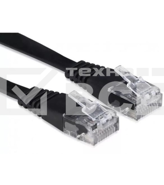 Патч-корд Buro BU-C6-FLAT-3M-B cat.5E molded 3м черный RJ-45 (m)-RJ-45 (m)