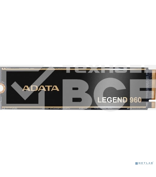 Накопитель SSD ADATA LEGEND 960, 1Tb, PCIe 4.0 x4, M.2 2280, NVMe, R/W 7400/6000, с радиатором