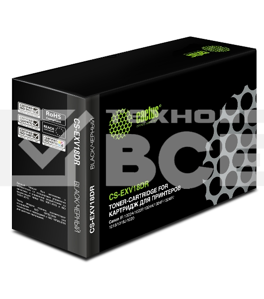 Картридж Cactus CS-EXV18DR черный (26900стр.) для Canon IR 1022A/1022F/1024A/1024F/1024IF/1018/1018J/1020/1019J/1023/1025