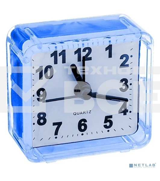 Часы-будильник Perfeo Quartz 'PF-TC-001', квадратные 5,5*5,5 см, синие