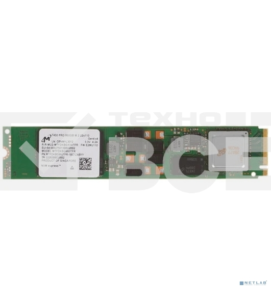 Накопитель SSD Micron 7450 PRO, 960Gb, M.2 22110, PCIe 4.0 x4, NVMe, R/W 5000/1400