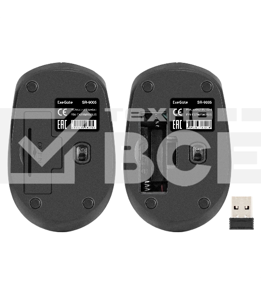 Мышь беспроводная ExeGate Professional Standard SR-9005 черный, 1200 dpi, радиоканал, USB, кнопки - 4
