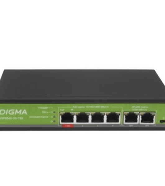 Коммутатор Digma DSP204G-2G-T80, 6×1 Гбит/с, неуправляемый