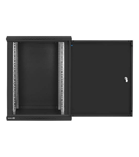 Шкаф телекоммуникационный 19' настенный 15U ExeGate EC-WM-15U.450.M.BLACK (19”, 15U, 600x450x769mm (ШхГхВ), передняя дверь металл, съемные боковые панели, пыле- и влагозащита IP23, черный RAL 9004, 2 коробки)