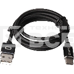 Кабель Qumo Type-С кабель, 1м, USB 2.0, 5В, 2А, 10Вт, PVC оплетка, PVC molded коннектор, черный, фото2