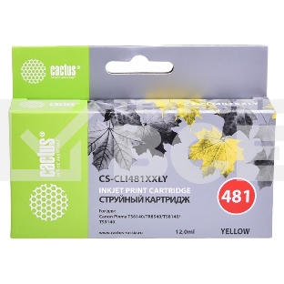 Картридж струйный Cactus CS-CLI481XXLY желтый (12мл) для Canon Pixma TR7540/TR8540/TS6140/TS8140
