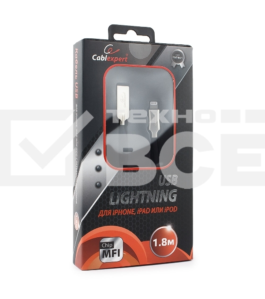 Кабель USB Cablexpert для Apple CC-P-APUSB02Bk-1.8M, MFI, AM/Lightning, серия Platinum, длина 1.8м, черный, блистер