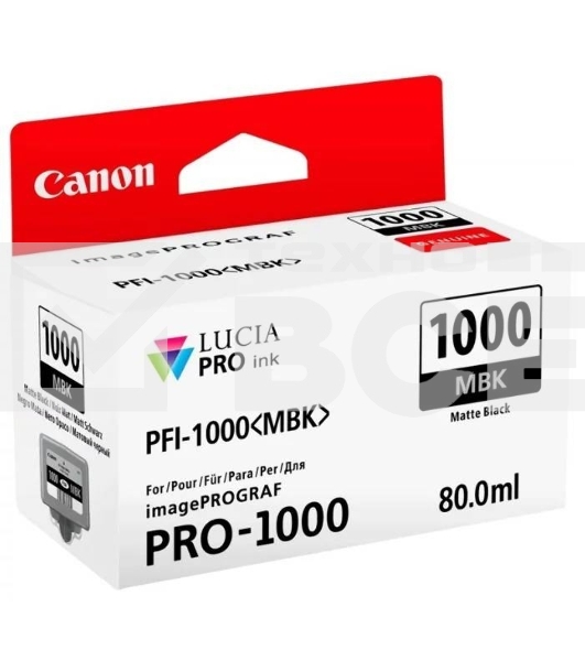 Картридж струйный Canon PFI-1000 MBK для IJ SFP PRO-1000 WFG. Матовый черный. 80 мл.