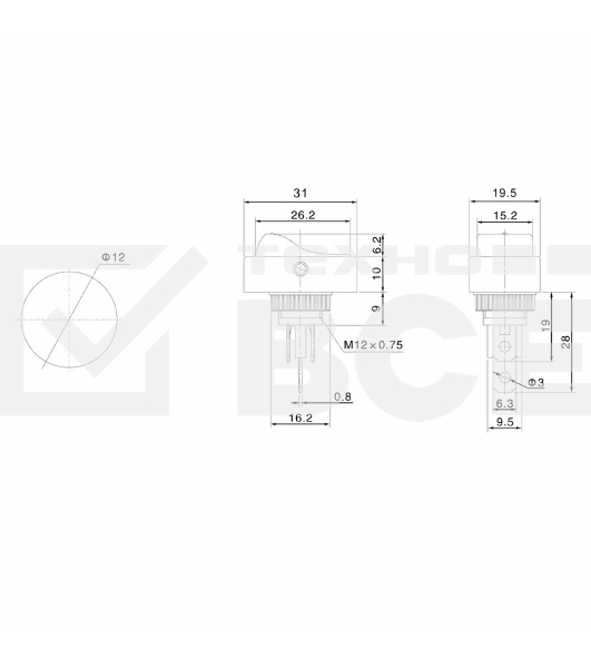 Выключатель клавишный 12V 20А (3с) ON-OFF черный ОВАЛ с зеленой LED подсветкой  Rexant