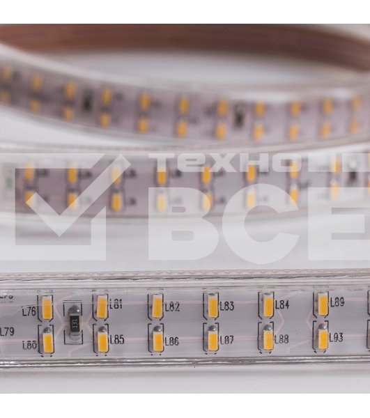 Лента LED 220 В, 6.5x15 мм, IP67, SMD 3014, 240 LED/m, цвет свечения теплый белый, 100 м