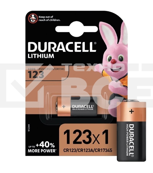 Литиевая батарейка Duracell CR123 ULTRA/High power Lithium (1шт. в уп-ке)