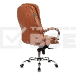 Кресло руководителя Бюрократ T-9950 Leather Ontano рыжий, кожа, крестовина хром, фото5
