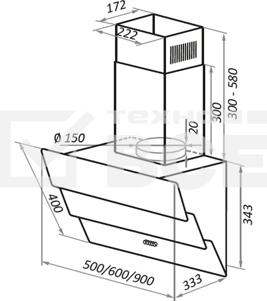 Вытяжка Maunfeld CASCADA PUSH 60 ЧЕРНЫЙ
