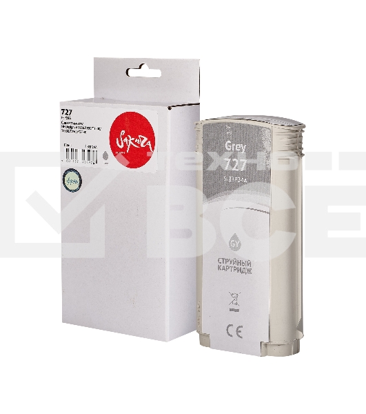 Струйный картридж Sakura B3P24A (№727 Grey) для HP, серый, 130 мл.