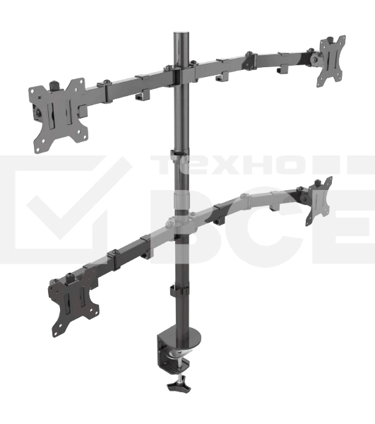 Кронштейн ONKRON D421E для четырех мониторов 13'-32' настольный, черный