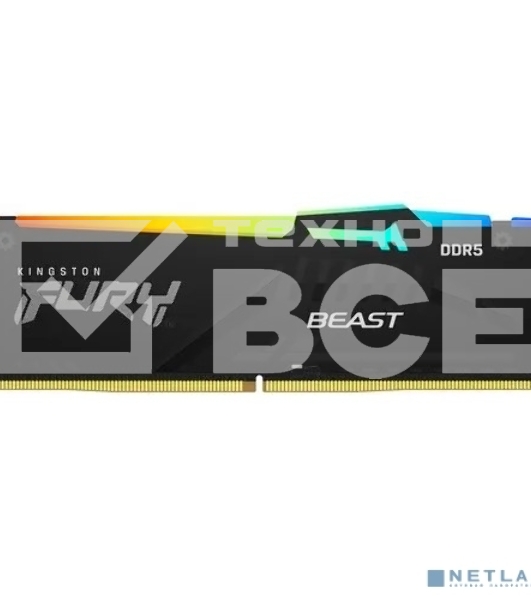 Оперативная память Kingston Fury Beast, DDR5, 32GB (1x32GB), 5600MHz, CL40, с радиатором, RGB, черный