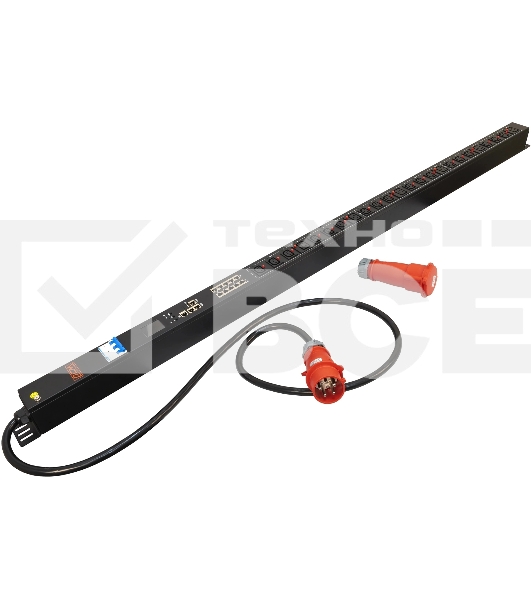 Блок распределения питания Powercom PDU-32AVMS24-18C3-6C9-3P верт.размещ. 18xC13 6xC19 с сетевым мониторингом 3x32A EN 60309 2м
