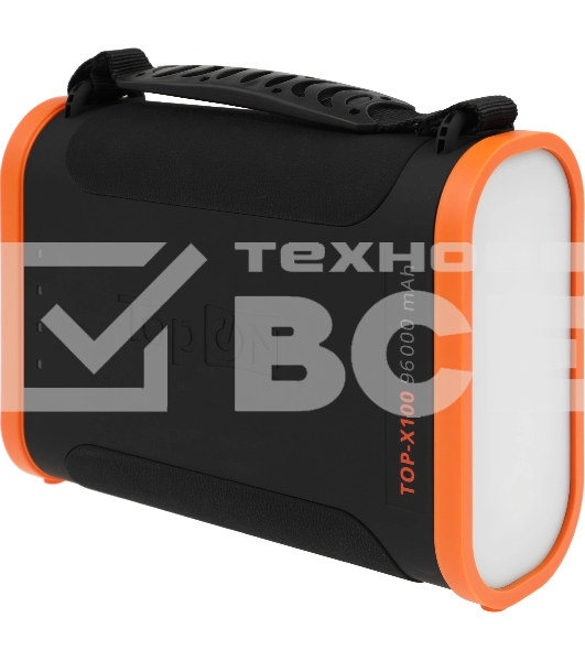Универсальный внешний аккумулятор TopON TOP-X100 96000mAh USB-C PD3.0 60W,USB1 QC3.0,USB2 12W,2 авторозетки 180W,фонарь, защита от пыли и брызг.Черный