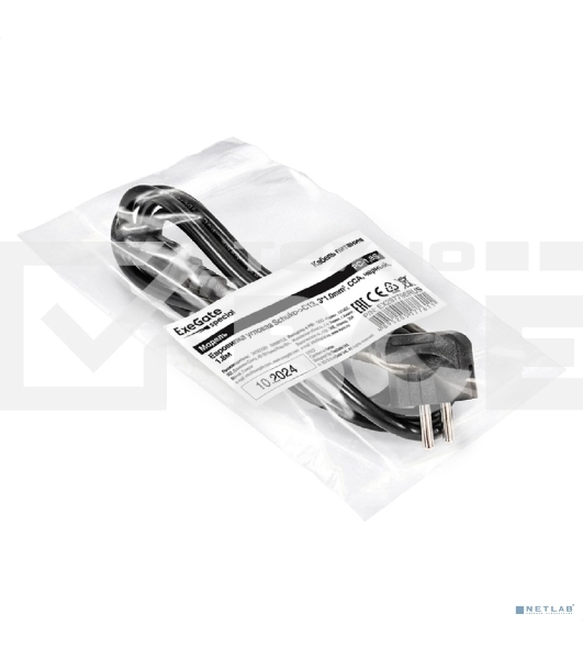 Кабель питания ExeGate Special PC-1,8S (Евровилка угловая Schuko->C13, 3*1.0мм2, CCA, черный, 1.8м)