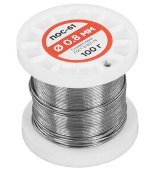 Припой Rexant ПОСу 95-5, 500г, Ø2мм, (олово 95%, сурьма 5%), бессвинцовый, ГОСТ 21931-76, катушка
