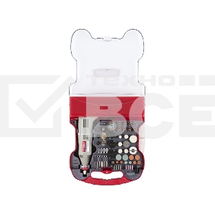 Прямошлифовальная машина (гравер) Зубр Гравер ЗГ-130ЭК H172 электрический с набором мини-насадок в кейсе, 172 предмета