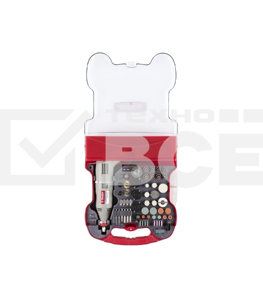 Прямошлифовальная машина (гравер) Зубр Гравер ЗГ-130ЭК H172 электрический с набором мини-насадок в кейсе, 172 предмета