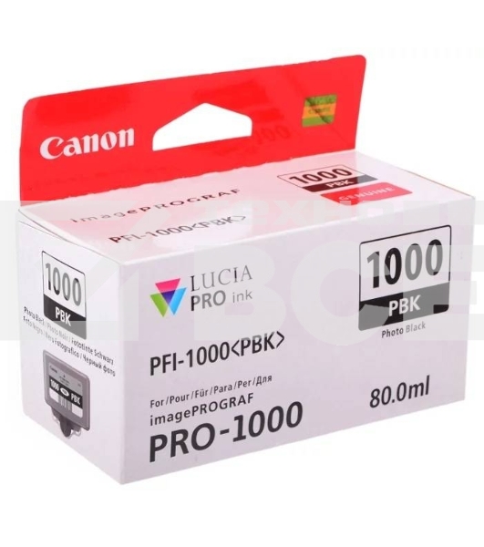 Картридж струйный Canon PFI-1000 PBK для IJ SFP PRO-1000 WFG. Фото черный. 80 мл.