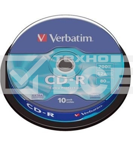 Диск CD-R Verbatim 700Mb 52x Cake Box (10шт) (43437)