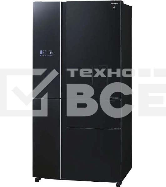 Холодильник Sharp SJWX99ABK серный трехкамерный  морозилка снизу 423/179л