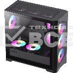 Компьютерный корпус mATX, без блока питания Gamemax Destroyer TGB mATX case, black, w/o psu, w/1xUSB3.0+2xUSB2.0, Combo Audio, w/3x12cm ARGB front fan (1xFN-12A-M6I, 2xFN-12A-S6I), w/1x12cm ARGB rear fan (FN, фото5