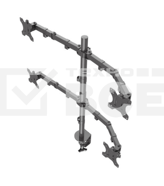 Кронштейн ONKRON D421E для четырех мониторов 13'-32' настольный, черный