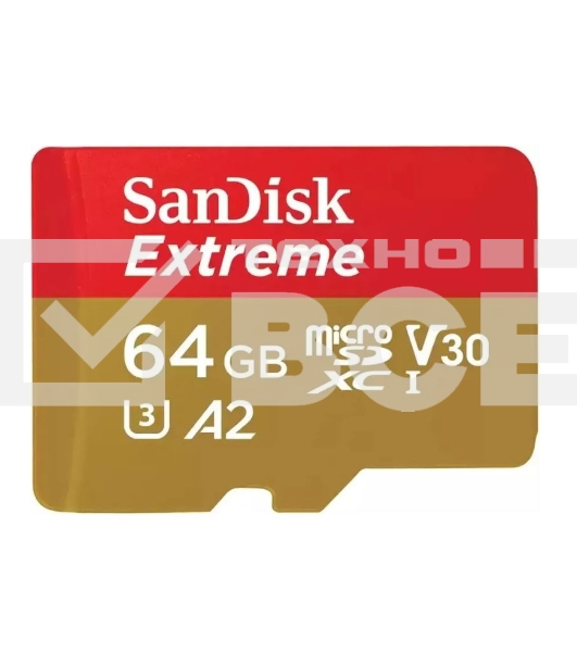 Флеш карта microSD 64Gb SanDisk microSDXC Class 10 UHS-I A1 C10 V30 U3 Extreme 170Mb/s