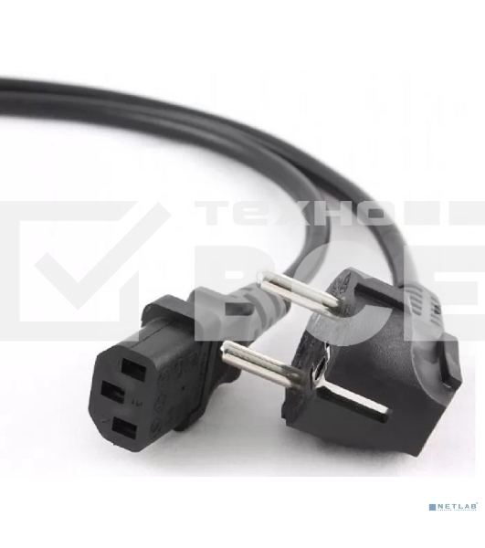 Кабель питания Cablexpert Schuko-C13, 3х0.5мм2, 6А, с заземлением, 1.8м, черный, без инд.уп., 500 шт [PC-186-1-2]