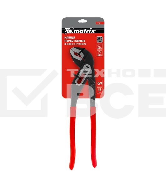Переставные клещи Matrix 250 мм, хром-ванадий, обливные рукоятки