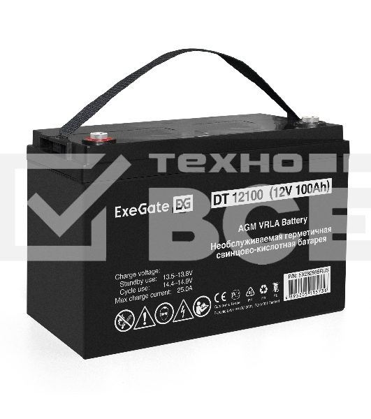 Аккумуляторная батарея ExeGate DT 12100 (12V 100Ah, под болт М6)