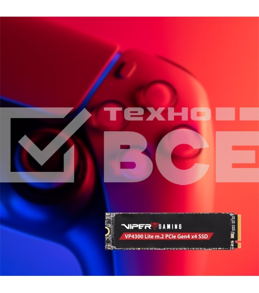 Накопитель SSD Patriot Viper VP4300 Lite, 500GB, PCIe 4.0 x4, M.2 2280, NVMe, R/W 7000/4000, с радиатором