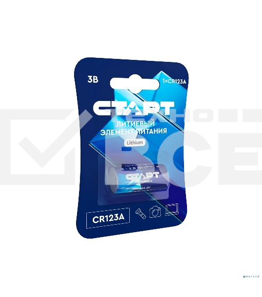 Батарейка СТАРТ CR123А 1500 мАч – 20/200, CR123А, 1500 мАч, 1 шт. на блистере