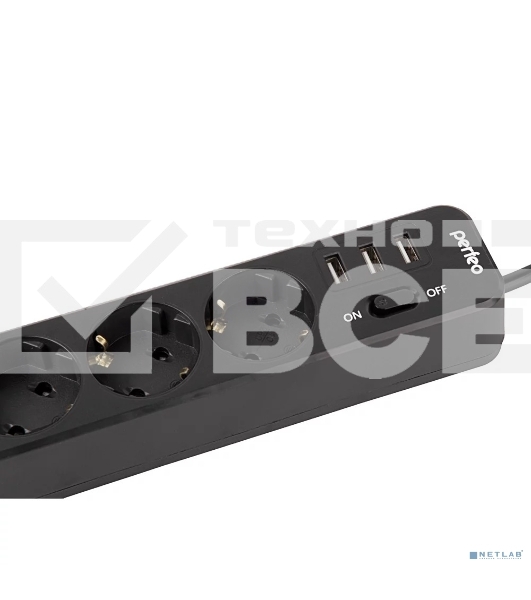 Сетевой фильтр PERFEO (PF_C3907) 3 роз х 2 м черный