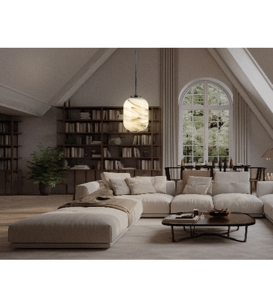 Подвесной светодиодный светильник Ambrella light LH11031 BK/MG черный/мраморно-серый 8W 3000K D150*1585
