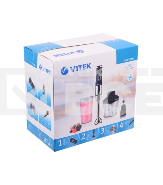 Блендер Vitek VT-3415 (B) погружной, 800 Вт, Эргономичны дизайн, Прорезиненный корпус.