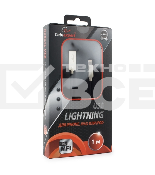 Кабель USB Cablexpert для Apple CC-P-APUSB02Bk-1M, MFI, AM/Lightning, серия Platinum, длина 1м, черный, блистер